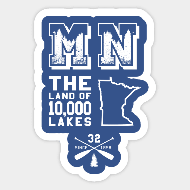 Minnesota MN Land of 10,000 Lakes Sticker by 2891 Design